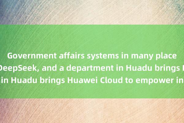 Government affairs systems in many places are connected to DeepSeek, and a department in Huadu brings Huawei Cloud to empower industry